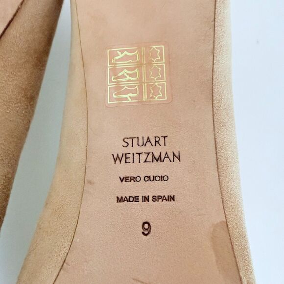 NWOB Damaged Stuart Weitzman Beatrix Platform Pumps in Adobe Suede Size 9 - Picture 15 of 16